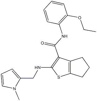 N-(2-ethoxyphenyl)-2-{[(1-methyl-1H-pyrrol-2-yl)methyl]amino}-5,6-dihydro-4H-cyclopenta[b]thiophene-3-carboxamide 结构式