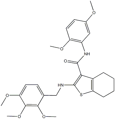 N-(2,5-dimethoxyphenyl)-2-[(2,3,4-trimethoxybenzyl)amino]-4,5,6,7-tetrahydro-1-benzothiophene-3-carboxamide Struktur