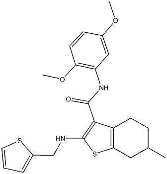 440628-22-8 N-(2,5-dimethoxyphenyl)-6-methyl-2-[(2-thienylmethyl)amino]-4,5,6,7-tetrahydro-1-benzothiophene-3-carboxamide