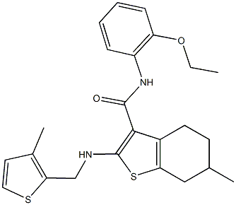 N-(2-ethoxyphenyl)-6-methyl-2-{[(3-methyl-2-thienyl)methyl]amino}-4,5,6,7-tetrahydro-1-benzothiophene-3-carboxamide 结构式