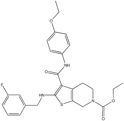 ethyl 3-[(4-ethoxyanilino)carbonyl]-2-[(3-fluorobenzyl)amino]-4,7-dihydrothieno[2,3-c]pyridine-6(5H)-carboxylate Structure