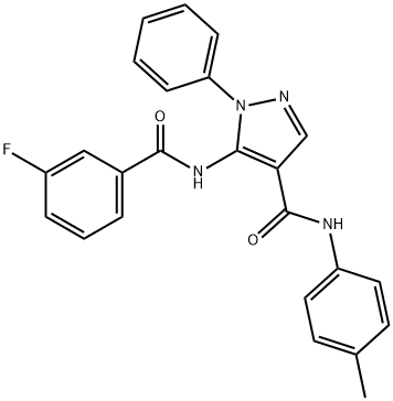 5-[(3-fluorobenzoyl)amino]-N-(4-methylphenyl)-1-phenyl-1H-pyrazole-4-carboxamide 结构式