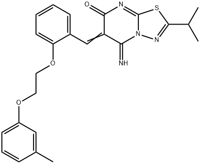 5-imino-2-isopropyl-6-{2-[2-(3-methylphenoxy)ethoxy]benzylidene}-5,6-dihydro-7H-[1,3,4]thiadiazolo[3,2-a]pyrimidin-7-one 结构式