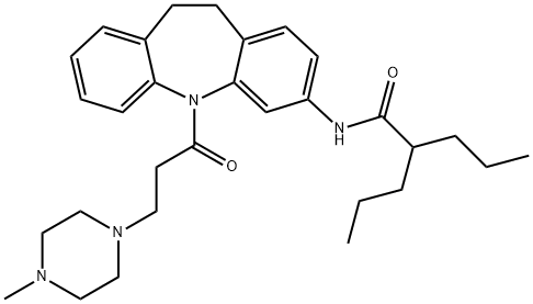 N-{5-[3-(4-methyl-1-piperazinyl)propanoyl]-10,11-dihydro-5H-dibenzo[b,f]azepin-3-yl}-2-propylpentanamide,441738-28-9,结构式