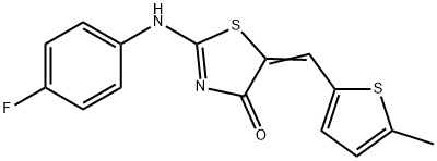 2-[(4-fluorophenyl)imino]-5-[(5-methyl-2-thienyl)methylene]-1,3-thiazolidin-4-one,441738-36-9,结构式