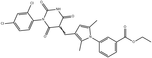 ethyl 3-{3-[(1-(2,4-dichlorophenyl)-2,4,6-trioxotetrahydro-5(2H)-pyrimidinylidene)methyl]-2,5-dimethyl-1H-pyrrol-1-yl}benzoate Structure