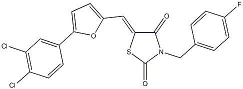 5-{[5-(3,4-dichlorophenyl)-2-furyl]methylene}-3-(4-fluorobenzyl)-1,3-thiazolidine-2,4-dione Struktur