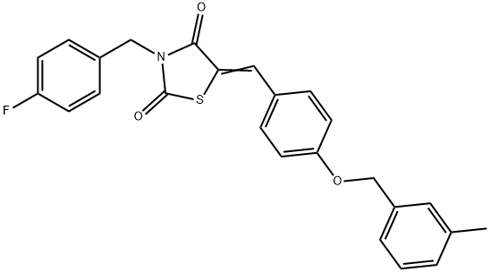 3-(4-fluorobenzyl)-5-{4-[(3-methylbenzyl)oxy]benzylidene}-1,3-thiazolidine-2,4-dione 化学構造式