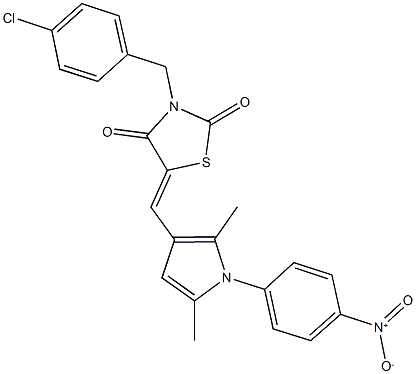 3-(4-chlorobenzyl)-5-[(1-{4-nitrophenyl}-2,5-dimethyl-1H-pyrrol-3-yl)methylene]-1,3-thiazolidine-2,4-dione Structure