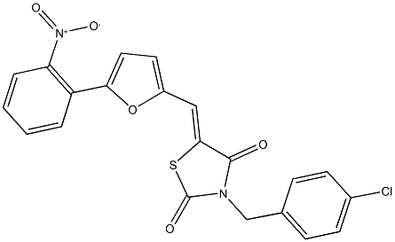 3-(4-chlorobenzyl)-5-[(5-{2-nitrophenyl}-2-furyl)methylene]-1,3-thiazolidine-2,4-dione 结构式