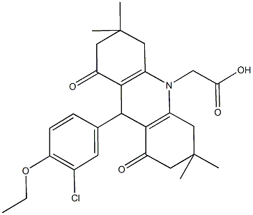 (9-(3-chloro-4-ethoxyphenyl)-3,3,6,6-tetramethyl-1,8-dioxo-2,3,4,5,6,7,8,9-octahydro-10(1H)-acridinyl)acetic acid,441743-92-6,结构式