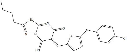 441780-57-0 2-butyl-6-({5-[(4-chlorophenyl)sulfanyl]-2-furyl}methylene)-5-imino-5,6-dihydro-7H-[1,3,4]thiadiazolo[3,2-a]pyrimidin-7-one