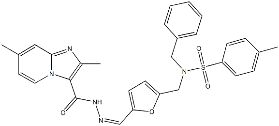 N-benzyl-N-[(5-{2-[(2,7-dimethylimidazo[1,2-a]pyridin-3-yl)carbonyl]carbohydrazonoyl}-2-furyl)methyl]-4-methylbenzenesulfonamide Structure