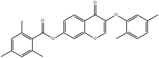 3-(2,5-dimethylphenoxy)-4-oxo-4H-chromen-7-yl 2,4,6-trimethylbenzoate Struktur