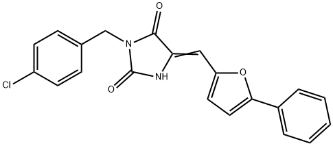 3-(4-chlorobenzyl)-5-[(5-phenyl-2-furyl)methylene]-2,4-imidazolidinedione 化学構造式