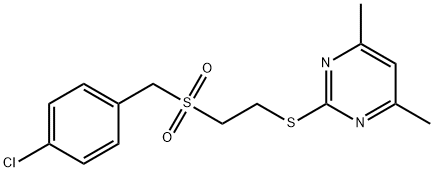 2-({2-[(4-chlorobenzyl)sulfonyl]ethyl}sulfanyl)-4,6-dimethylpyrimidine 化学構造式