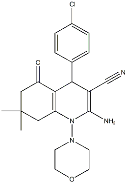 2-amino-4-(4-chlorophenyl)-7,7-dimethyl-1-(4-morpholinyl)-5-oxo-1,4,5,6,7,8-hexahydro-3-quinolinecarbonitrile Struktur
