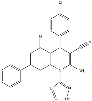 442522-82-9 2-amino-4-(4-chlorophenyl)-5-oxo-7-phenyl-1-(1H-1,2,4-triazol-3-yl)-1,4,5,6,7,8-hexahydro-3-quinolinecarbonitrile