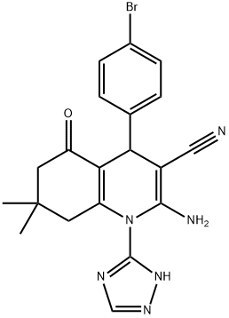 2-amino-4-(4-bromophenyl)-7,7-dimethyl-5-oxo-1-(1H-1,2,4-triazol-3-yl)-1,4,5,6,7,8-hexahydro-3-quinolinecarbonitrile|