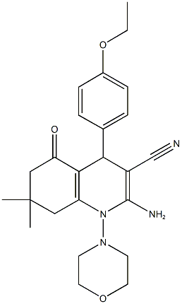 2-amino-4-(4-ethoxyphenyl)-7,7-dimethyl-1-(4-morpholinyl)-5-oxo-1,4,5,6,7,8-hexahydro-3-quinolinecarbonitrile 化学構造式