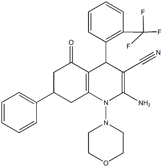 2-amino-1-(4-morpholinyl)-5-oxo-7-phenyl-4-[2-(trifluoromethyl)phenyl]-1,4,5,6,7,8-hexahydro-3-quinolinecarbonitrile Structure