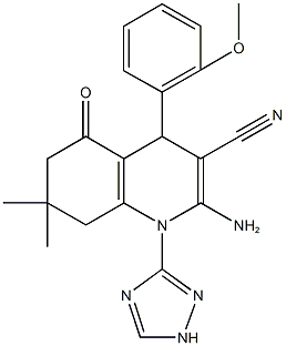 442523-34-4 2-amino-4-(2-methoxyphenyl)-7,7-dimethyl-5-oxo-1-(1H-1,2,4-triazol-3-yl)-1,4,5,6,7,8-hexahydro-3-quinolinecarbonitrile