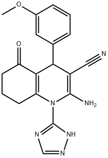 442523-43-5 2-amino-4-(3-methoxyphenyl)-5-oxo-1-(1H-1,2,4-triazol-3-yl)-1,4,5,6,7,8-hexahydro-3-quinolinecarbonitrile