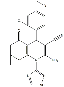 2-amino-4-(2,5-dimethoxyphenyl)-7,7-dimethyl-5-oxo-1-(1H-1,2,4-triazol-3-yl)-1,4,5,6,7,8-hexahydro-3-quinolinecarbonitrile Structure