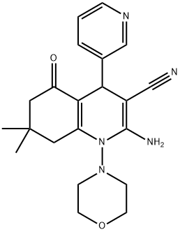 2-amino-7,7-dimethyl-1-(4-morpholinyl)-5-oxo-4-(3-pyridinyl)-1,4,5,6,7,8-hexahydro-3-quinolinecarbonitrile Structure