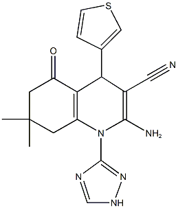 2-amino-7,7-dimethyl-5-oxo-4-thien-3-yl-1-(1H-1,2,4-triazol-3-yl)-1,4,5,6,7,8-hexahydroquinoline-3-carbonitrile Structure