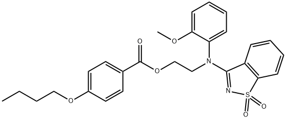 2-[(1,1-dioxido-1,2-benzisothiazol-3-yl)-2-methoxyanilino]ethyl 4-butoxybenzoate 化学構造式