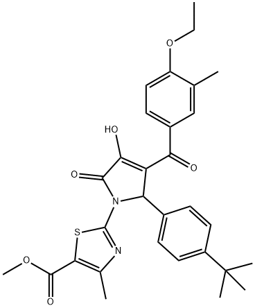 methyl 2-[2-(4-tert-butylphenyl)-3-(4-ethoxy-3-methylbenzoyl)-4-hydroxy-5-oxo-2,5-dihydro-1H-pyrrol-1-yl]-4-methyl-1,3-thiazole-5-carboxylate 结构式