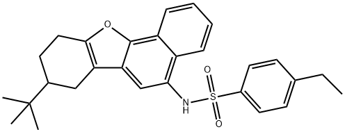 N-(8-tert-butyl-7,8,9,10-tetrahydronaphtho[1,2-b][1]benzofuran-5-yl)-4-ethylbenzenesulfonamide 化学構造式