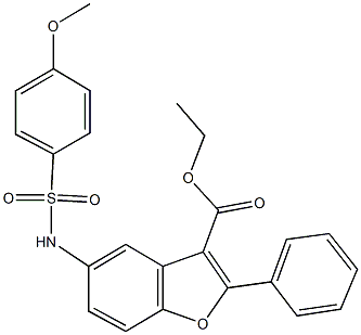 ethyl 5-{[(4-methoxyphenyl)sulfonyl]amino}-2-phenyl-1-benzofuran-3-carboxylate 化学構造式