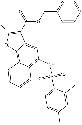 benzyl 5-{[(2,4-dimethylphenyl)sulfonyl]amino}-2-methylnaphtho[1,2-b]furan-3-carboxylate Structure