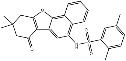 N-(9,9-dimethyl-7-oxo-7,8,9,10-tetrahydronaphtho[1,2-b][1]benzofuran-5-yl)-2,5-dimethylbenzenesulfonamide 化学構造式