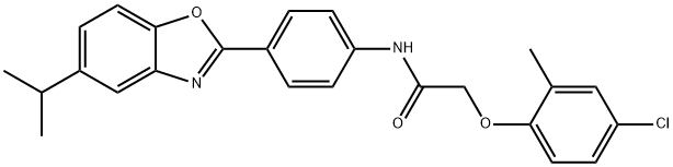 2-(4-chloro-2-methylphenoxy)-N-[4-(5-isopropyl-1,3-benzoxazol-2-yl)phenyl]acetamide Struktur