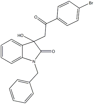 1-benzyl-3-[2-(4-bromophenyl)-2-oxoethyl]-3-hydroxy-1,3-dihydro-2H-indol-2-one,442567-85-3,结构式