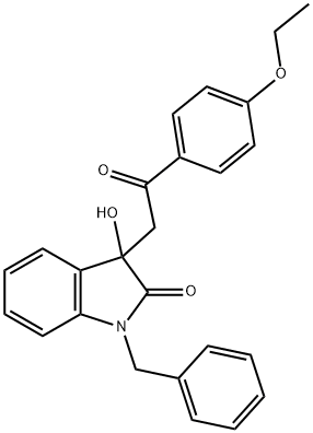 1-benzyl-3-[2-(4-ethoxyphenyl)-2-oxoethyl]-3-hydroxy-1,3-dihydro-2H-indol-2-one 化学構造式