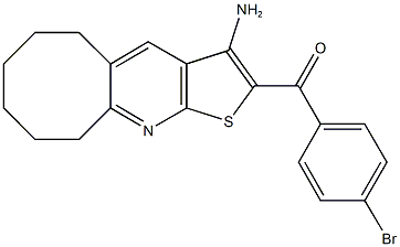 (3-amino-5,6,7,8,9,10-hexahydrocycloocta[b]thieno[3,2-e]pyridin-2-yl)(4-bromophenyl)methanone 化学構造式