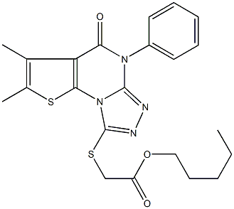 pentyl [(2,3-dimethyl-4-oxo-5-phenyl-4,5-dihydrothieno[3,2-e][1,2,4]triazolo[4,3-a]pyrimidin-8-yl)sulfanyl]acetate Structure