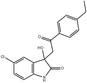 5-chloro-3-[2-(4-ethylphenyl)-2-oxoethyl]-3-hydroxy-1,3-dihydro-2H-indol-2-one 化学構造式