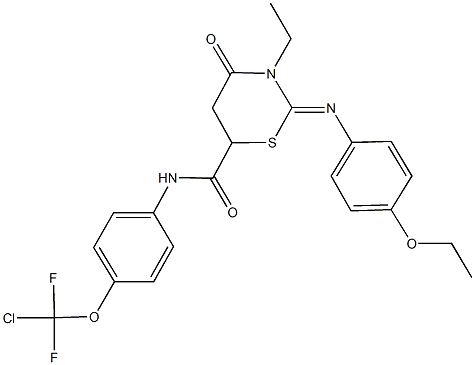 N-{4-[chloro(difluoro)methoxy]phenyl}-2-[(4-ethoxyphenyl)imino]-3-ethyl-4-oxo-1,3-thiazinane-6-carboxamide Structure