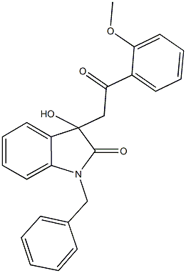 1-benzyl-3-hydroxy-3-[2-(2-methoxyphenyl)-2-oxoethyl]-1,3-dihydro-2H-indol-2-one 化学構造式