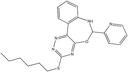 3-(hexylthio)-6-(2-pyridinyl)-6,7-dihydro[1,2,4]triazino[5,6-d][3,1]benzoxazepine 结构式