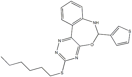 hexyl6-(3-thienyl)-6,7-dihydro[1,2,4]triazino[5,6-d][3,1]benzoxazepin-3-ylsulfide,442642-31-1,结构式