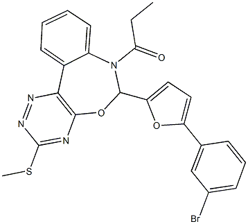 6-[5-(3-bromophenyl)-2-furyl]-7-propionyl-6,7-dihydro[1,2,4]triazino[5,6-d][3,1]benzoxazepin-3-yl methyl sulfide,442643-09-6,结构式