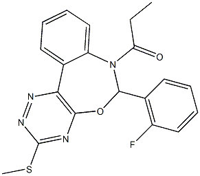 6-(2-fluorophenyl)-7-propionyl-6,7-dihydro[1,2,4]triazino[5,6-d][3,1]benzoxazepin-3-yl methyl sulfide,442643-33-6,结构式