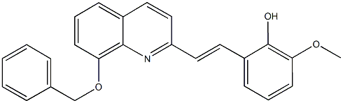 2-{2-[8-(benzyloxy)-2-quinolinyl]vinyl}-6-methoxyphenol 化学構造式