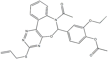 4-[7-acetyl-3-(allylsulfanyl)-6,7-dihydro[1,2,4]triazino[5,6-d][3,1]benzoxazepin-6-yl]-2-ethoxyphenyl acetate Structure